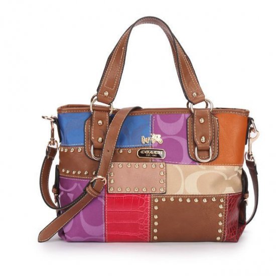 Coach Holiday Matching Stud Medium Brown Multi Totes EBR | Women